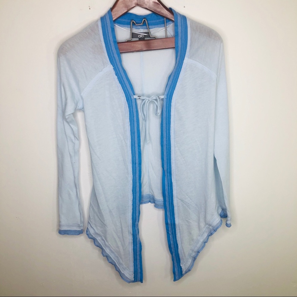 Alo Tie Cardigan Lightweight Blue Sweater S